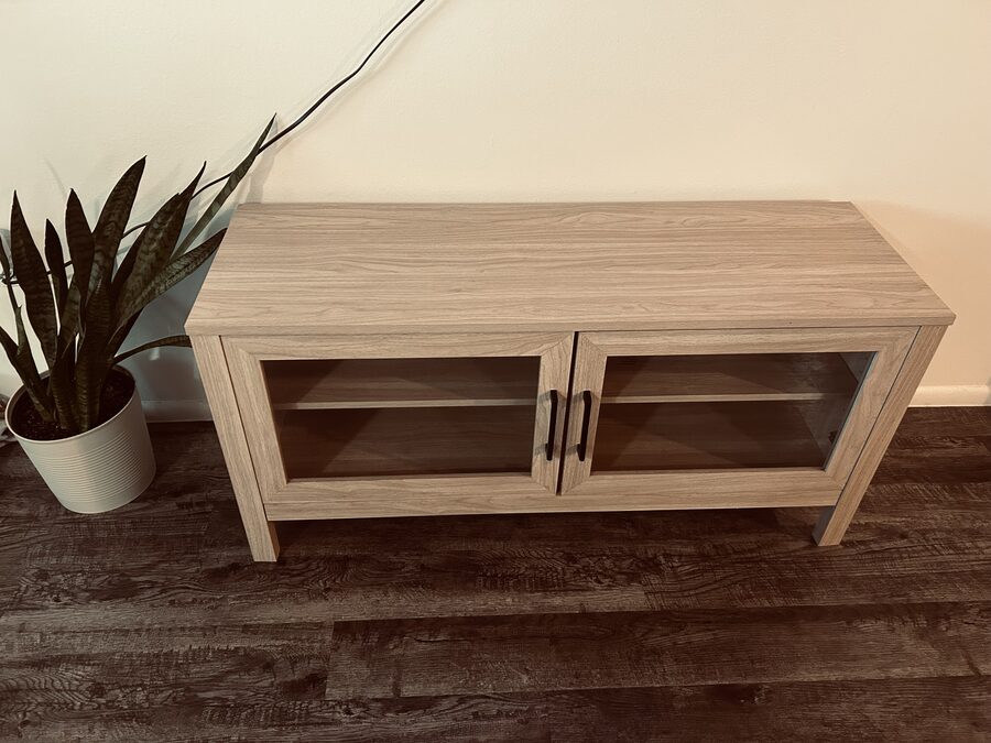TV stand assembled by A.J. for a KindTech Support customer